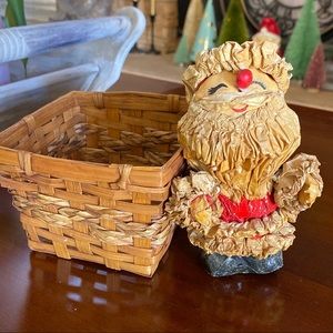 Vintage Unique Santa Claus Basket Home Decor